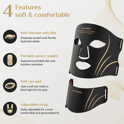 LED Facial Mask and Neck Set - Flexible Silicone Photon Therapy for Skin Repair, Oil Control, Anti-Acne, and Brightening in Seven Colors