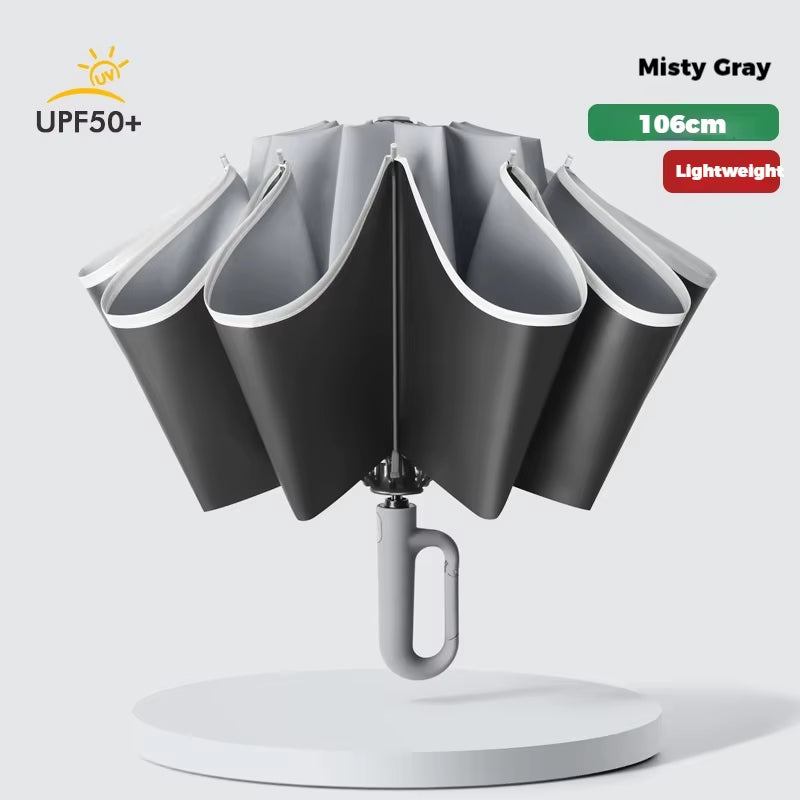Ring Buckle Design 10 Rib Fully Automatic Umbrella for Men Folding Extra Large Strong Strong WOMEN'S Sunshade Double Umbrella