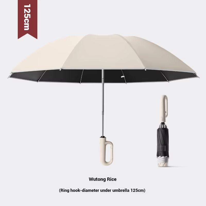 Ring Buckle Design 10 Rib Fully Automatic Umbrella for Men Folding Extra Large Strong Strong WOMEN'S Sunshade Double Umbrella