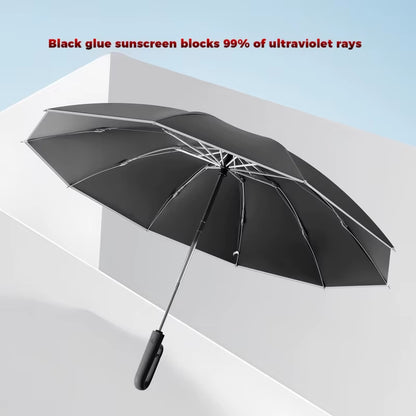 Ring Buckle Design 10 Rib Fully Automatic Umbrella for Men Folding Extra Large Strong Strong WOMEN'S Sunshade Double Umbrella
