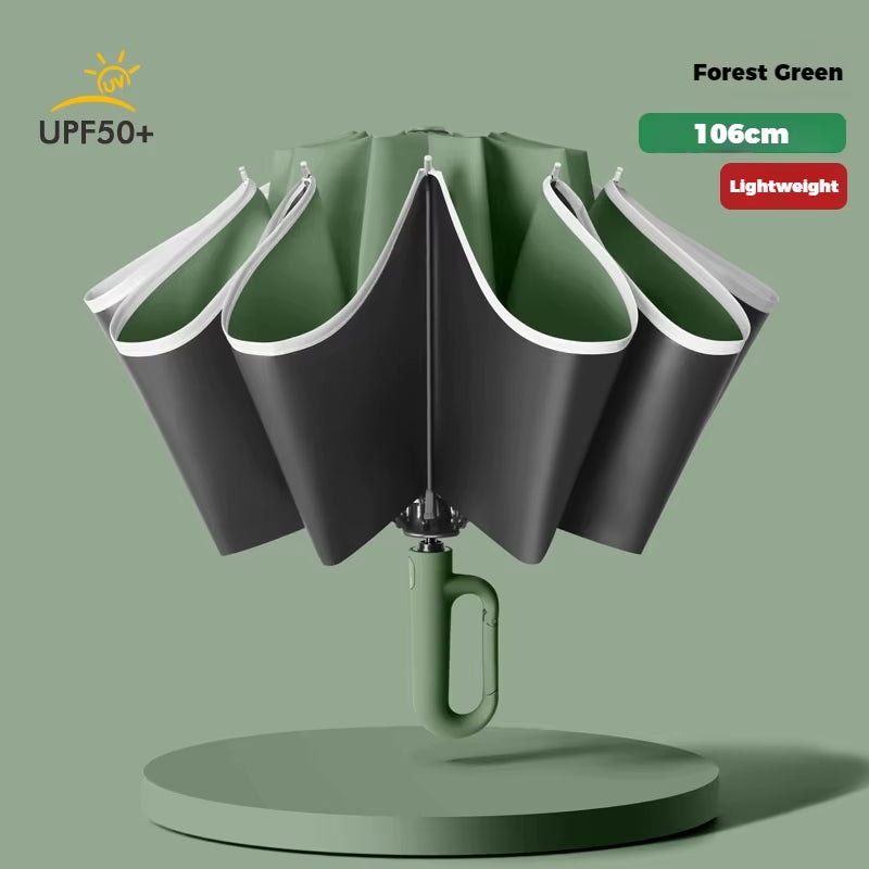 Ring Buckle Design 10 Rib Fully Automatic Umbrella for Men Folding Extra Large Strong Strong WOMEN'S Sunshade Double Umbrella