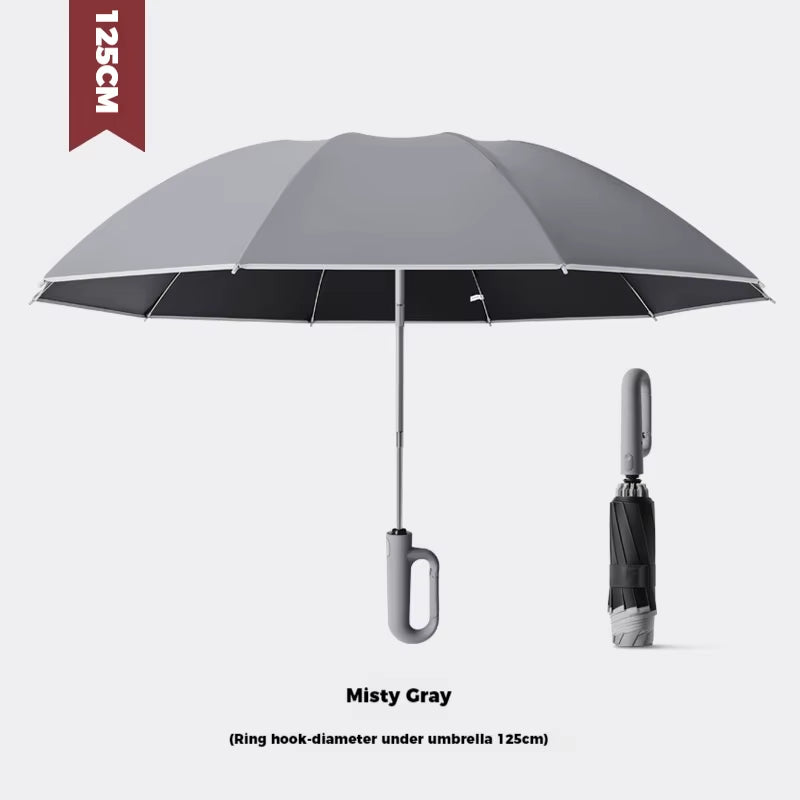 Ring Buckle Design 10 Rib Fully Automatic Umbrella for Men Folding Extra Large Strong Strong WOMEN'S Sunshade Double Umbrella