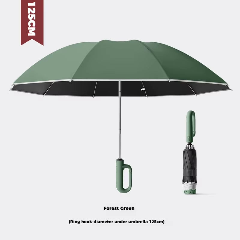 Ring Buckle Design 10 Rib Fully Automatic Umbrella for Men Folding Extra Large Strong Strong WOMEN'S Sunshade Double Umbrella