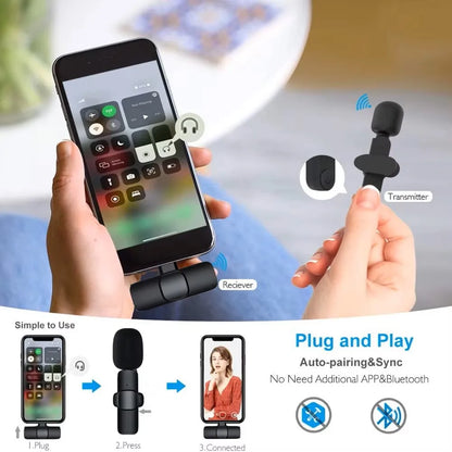 Mini Portable Wireless Lavalier Microphone for Live Broadcast Gaming Audio Video Recording Iphone Android