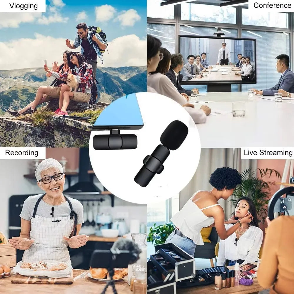 Mini Portable Wireless Lavalier Microphone for Live Broadcast Gaming Audio Video Recording Iphone Android
