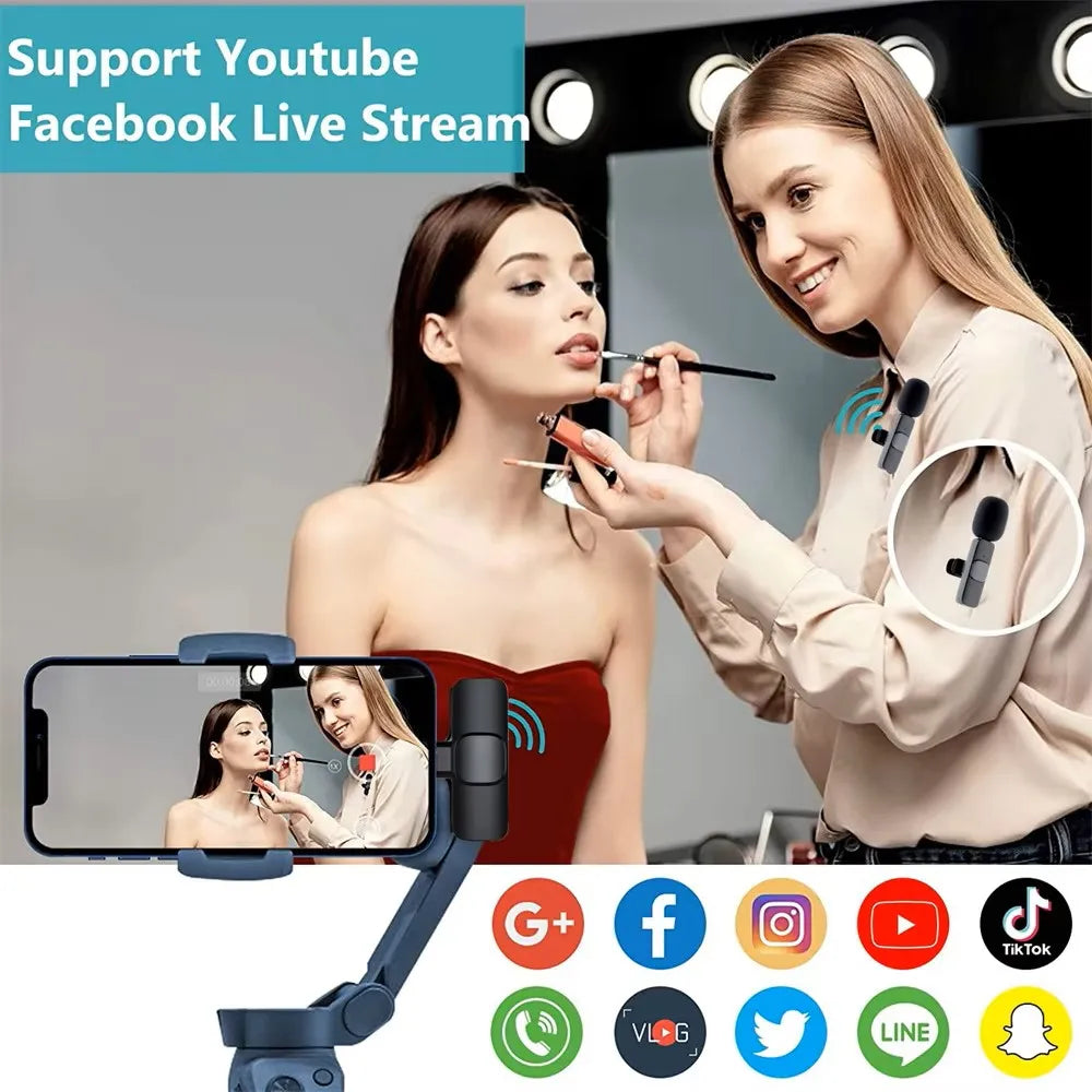 Mini Portable Wireless Lavalier Microphone for Live Broadcast Gaming Audio Video Recording Iphone Android