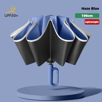 Ring Buckle Design 10 Rib Fully Automatic Umbrella for Men Folding Extra Large Strong Strong WOMEN'S Sunshade Double Umbrella