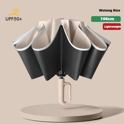 Ring Buckle Design 10 Rib Fully Automatic Umbrella for Men Folding Extra Large Strong Strong WOMEN'S Sunshade Double Umbrella