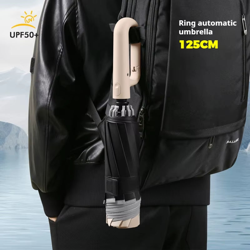 Ring Buckle Design 10 Rib Fully Automatic Umbrella for Men Folding Extra Large Strong Strong WOMEN'S Sunshade Double Umbrella