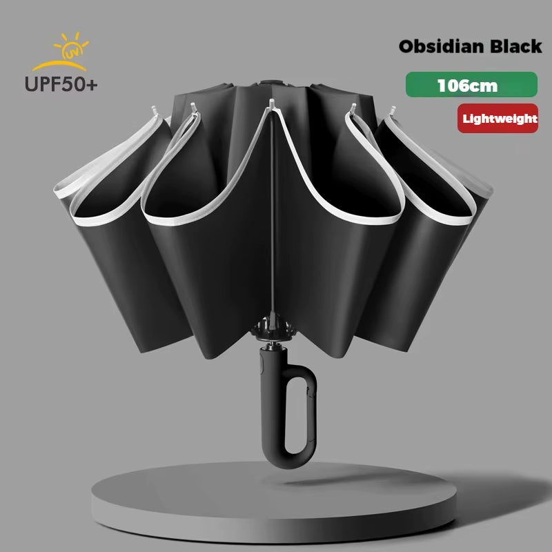 Ring Buckle Design 10 Rib Fully Automatic Umbrella for Men Folding Extra Large Strong Strong WOMEN'S Sunshade Double Umbrella